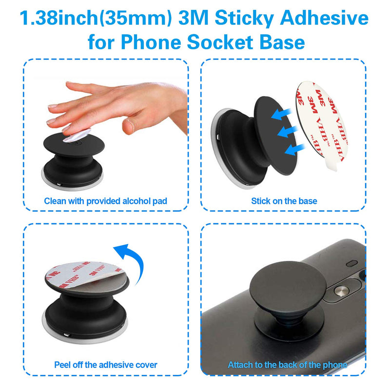 [Australia - AusPower] - 8 Pack Sticky Adhesive Replacement for Socket Stand, VOLPORT 1.4 Inch Pops 3M Circle Heat Resistant Double Sided Clear White High Bond Tape Extra Strong Removable Sticker Pad for Phone Grip Holder 