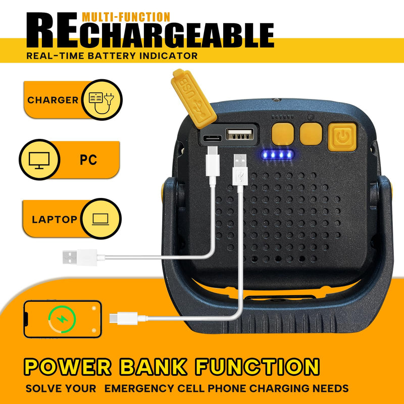 [Australia - AusPower] - OUTSCAPE Portable LED Work Light Rechargeable LED Work Light with Magnetic Base for Outdoor, Job Site Lighting, Machine Repair, Camping 