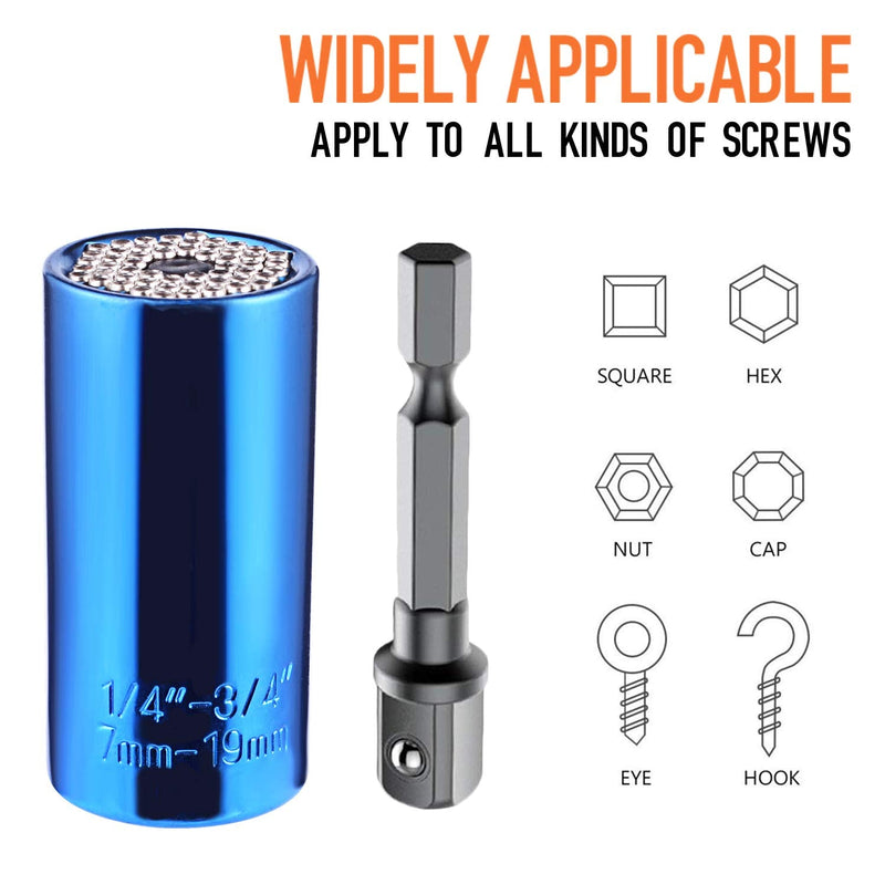[Australia - AusPower] - Moongo Tool Universal Socket, Gifts for Dad from Daughter Son - Christmas Gifts for Men, Father/Dad, DIY Handyman, Husband, Guys, Boyfriend, Him, Unique Tools for Men (7-19mm) Power Drill Adapter Grip-blue 