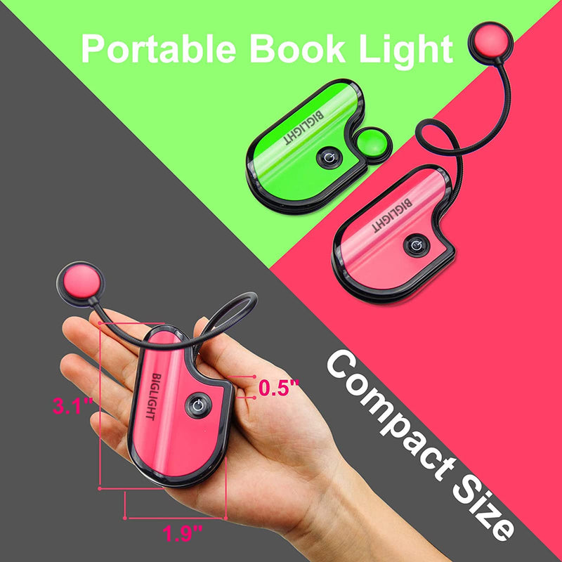 [Australia - AusPower] - BIGLIGHT Book Light for Reading in Bed, Small Book Light for Kids, LED Reading Lamp, Battery Operated Clip Light, Reading Light for Books in Bed at Night, 2 Adjustable Brightness, 2 Pack 