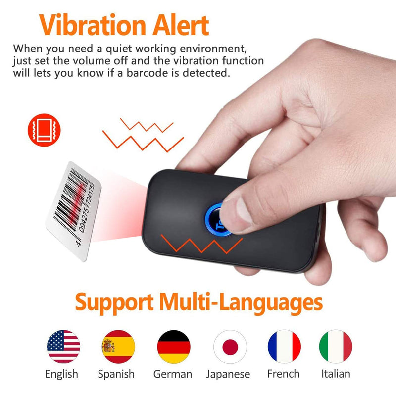 [Australia - AusPower] - Tera 1D Bluetooth Mini Barcode Scanner, 3-in-1 Bluetooth & USB Wired & 2.4G Wireless Laser 1D Bar Code Reader, Portable Barcode Scanner Work with iOS, Windows, Android, for Tablet or Computer, 5200C Blue 