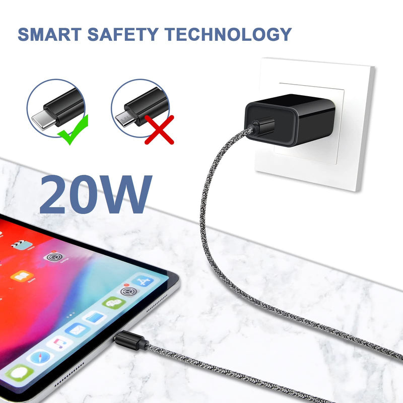 [Australia - AusPower] - Bsohit Type C Fast Charger,20W PD Charger Plug with 6FT USB to Cable for Samsung S21/S21 ultra/S20/S20 Ultra/Note 20 Ultra S10e A50 A01,Google Pixel 3 4a 4 XL 5,LG G7/G6 Charger+Cable(Black)BP1908-PD Black+Cord 