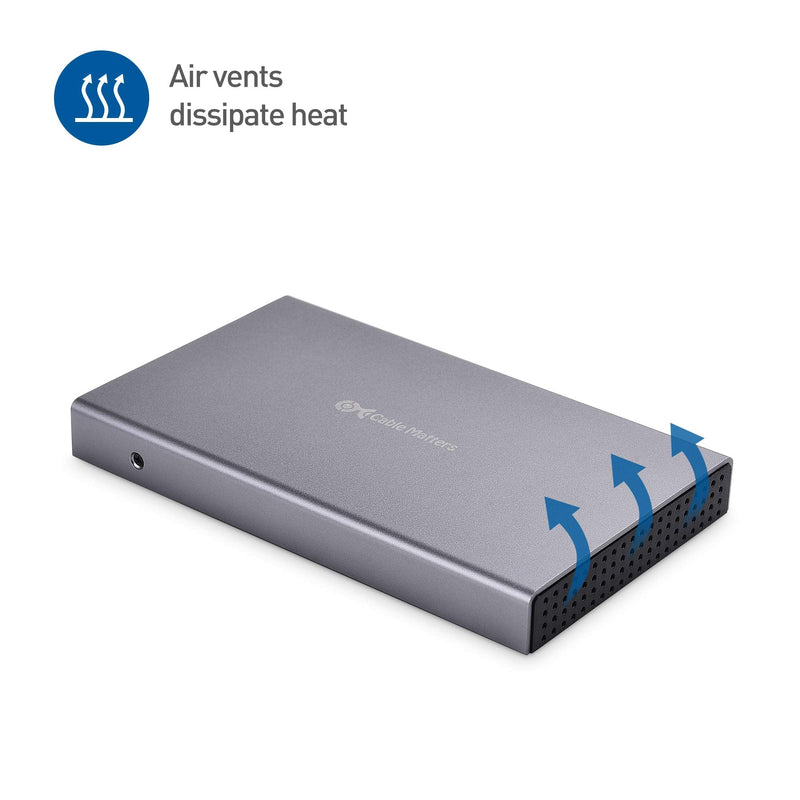 [Australia - AusPower] - Cable Matters Premium Aluminum 10Gbps Gen 2 USB C Hard Drive Enclosure for 2.5" SSD/HDD with USB-C and USB-A Cables - Thunderbolt 4 / USB4 / Thunderbolt 3 Port Compatible with MacBook Pro, MacBook Air 