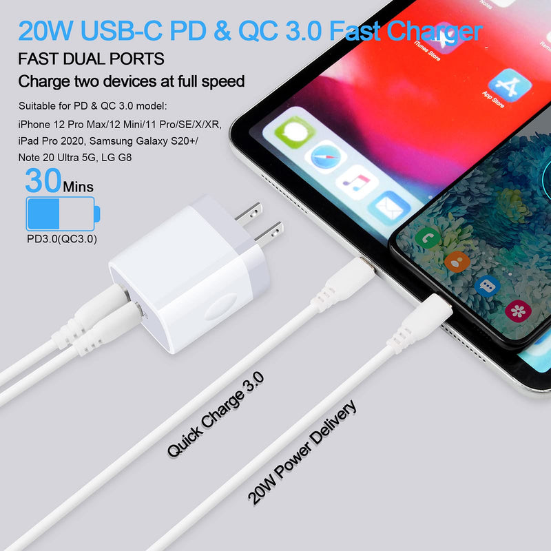 [Australia - AusPower] - USB C Fast Charger Block, 20W Wall Charger Plug Cube Power Adapter for Samsung Galaxy S22/S21 FE/A13 5G/S20 Ultra/A10e/A32/A52,Z Flip3/ZFold 3,iPhone 13/12 Pro Max/SE/11/XS/XR/X/8,Pixel 6 Pro/5/4a/3XL PD+QC 