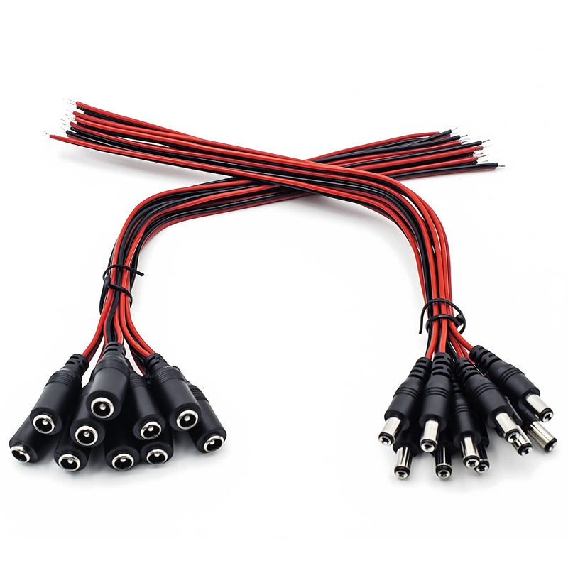 [Australia - AusPower] - CENTROPOWER DC Power Cable 12V 5A Plugs Male Female Connectors for CCTV Security Camera Pigtail Power Adapter Connectors (5.5mm x 2.1mm, 10 Pairs) 