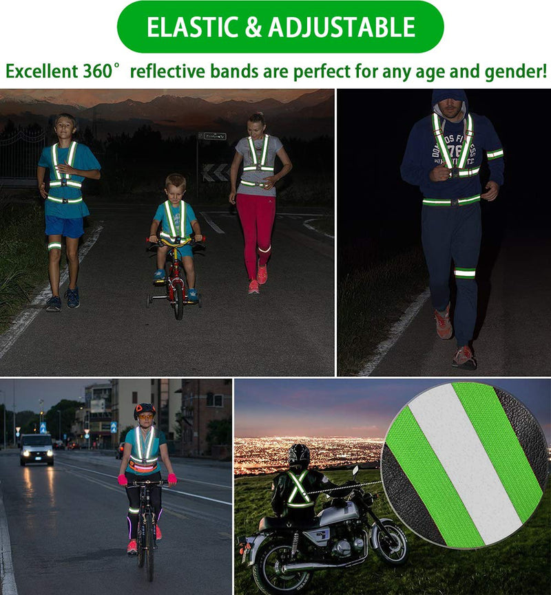 [Australia - AusPower] - Reflective Vest, Reflective Glow Belt with 2Pack Reflector Armbands, Adjustable Elastic Safety Vest Outdoor Reflective Belt High Visibility, Ultralight & Comfy for Running, Jogging, Walking, Cycling, 