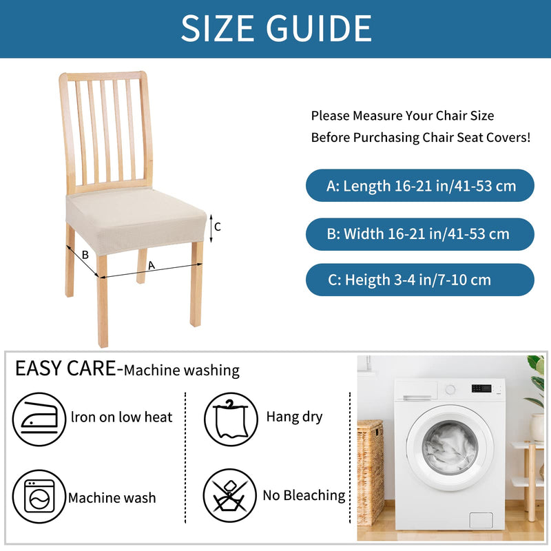 [Australia - AusPower] - smiry Stretch Jacquard Chair Seat Covers, Removable Washable Anti-Dust Chair Seat Protector Slipcovers for Dining Room, No Rear Covers - Set of 4, Beige 