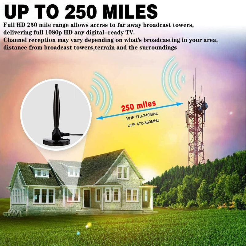 [Australia - AusPower] - TV Antenna Digital Antenna for TV Indoor 250+ Miles Range with Signal Booster/Support 4K HD Free Local Channels/TV Antenna for Smart TV and Old TV 16FT Coax HDTV Cable antenna small 