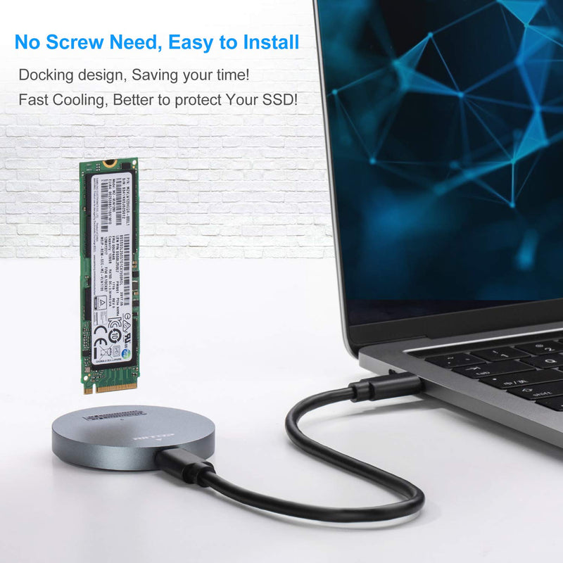 [Australia - AusPower] - RIITOP NVMe to USB Docking Station, External M.2 PCI-e NVMe SSD to USB-C Reader Adapter for M.2 (M Key) NVMe SSD Gray 