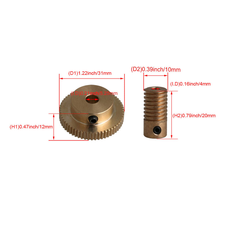 [Australia - AusPower] - Mxfans 0.5 Modulus 0.4cm Hole Dia Brass Gear Shaft 31mm OD 60T Gear Wheel 