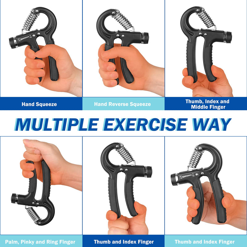 [Australia - AusPower] - Grip Strength Trainer 2 Pack, Hand Grip Exerciser Strengthener with Adjustable Resistance 11-132 Lbs (5-60kg), Forearm Strengthener, Hand Exerciser for Muscle Building and Injury Recovery 