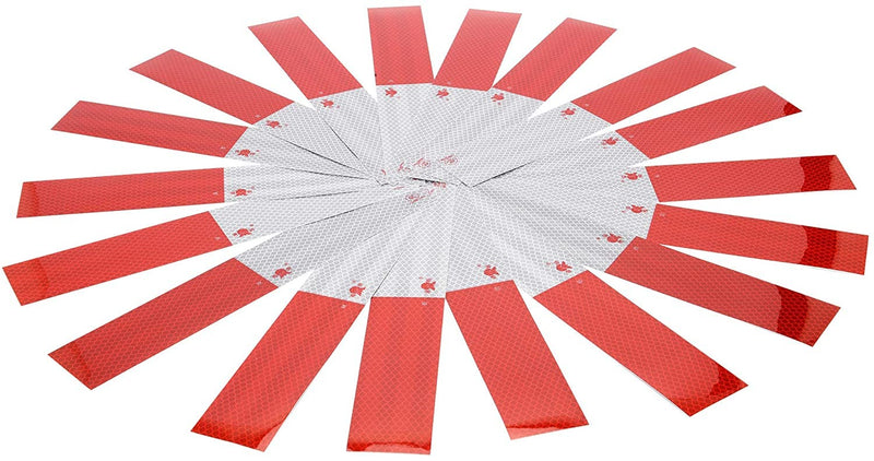 [Australia - AusPower] - Reflective Tape, Self-Adhesive Reflective Tape Outdoor Waterproof Safety Caution Warning, Trailer Reflector - for RVs, Cars, Trucks, Trailers, Boats, Road Signs(Red/White), 2" × 12"- 20 Pack 