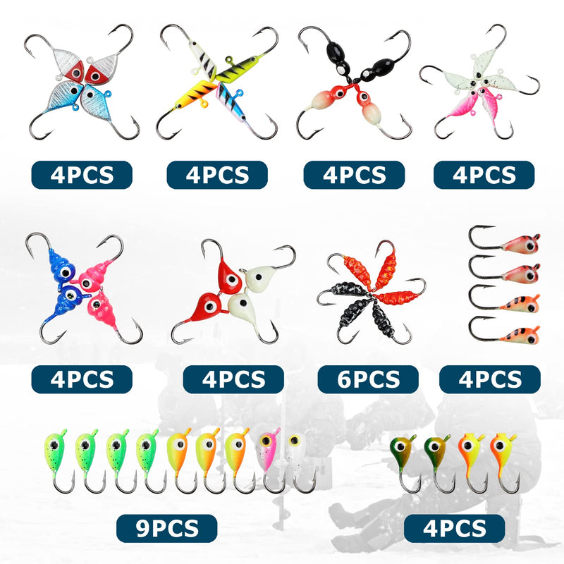[Australia - AusPower] - Fishing Lures Ice Fishing Jigs 48pcs Ice Fishing Gear Small Jig Head Panfish Crappie Jigs Ice Fishing Jigging Lures Kit 