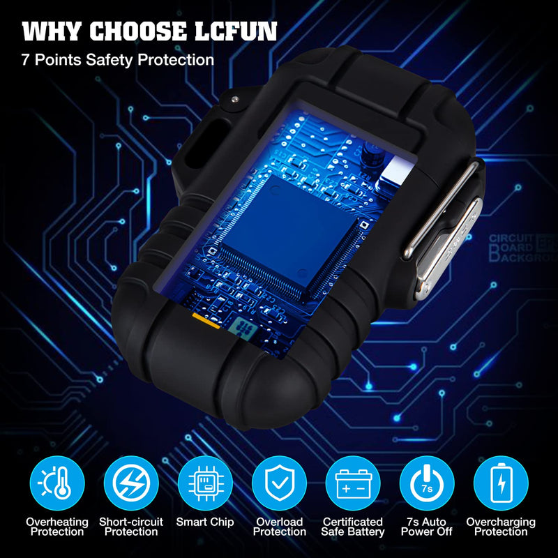 [Australia - AusPower] - Lighter,USB Rechargeable Lighter,Windproof Arc Lighter Waterproof,Flameless Electric Lighter,Dual Arc Plasma Lighter with Emergency Whistle for Outdoor Adventure,Survival Tactical,Camping Gadgets Black 
