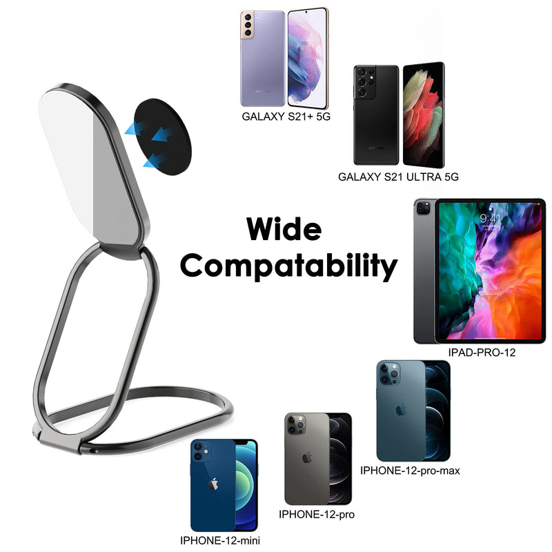 [Australia - AusPower] - Phone Ring Holder Finger Kickstand, 360° Rotation Cell Phone Ring Holder Stand Metal Phone Back Grip for Magnetic Car Mount Foldable Cell Phone Stand Compatible with Most Smartphones Gun Black 
