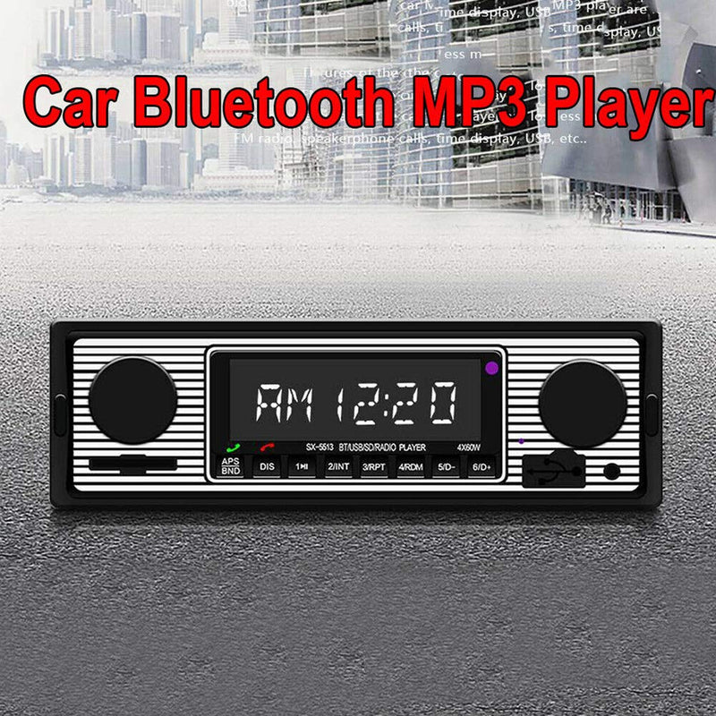 [Australia - AusPower] - Car Stereo for Bluetooth, Retro Car FM Radio Smart Player, Electronic Auto FM Radio Receiver, Hands-Free Calling, Support MP3/WMA/WAV/AUX black 