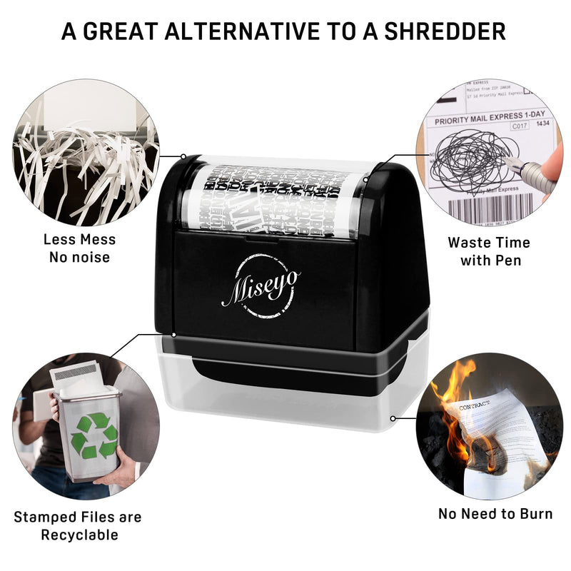[Australia - AusPower] - Miseyo Identity Theft Protection Roller Stamp Set - Black (Incleded 3 Refill Ink) 2.black 