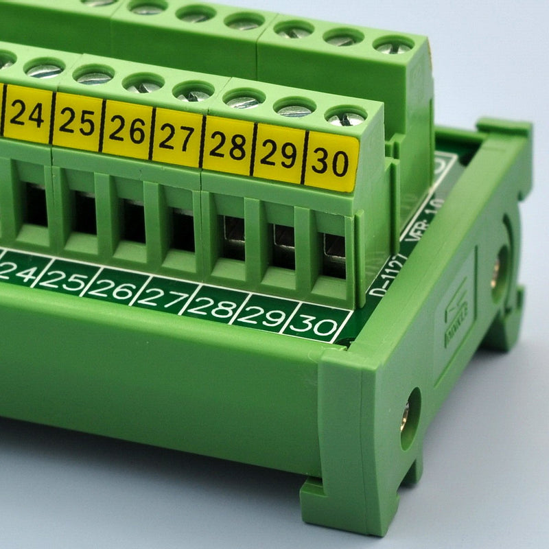 [Australia - AusPower] - Electronics-Salon DIN Rail Mount 30 Position 24A / 400V Screw Terminal Block Distribution Module. 