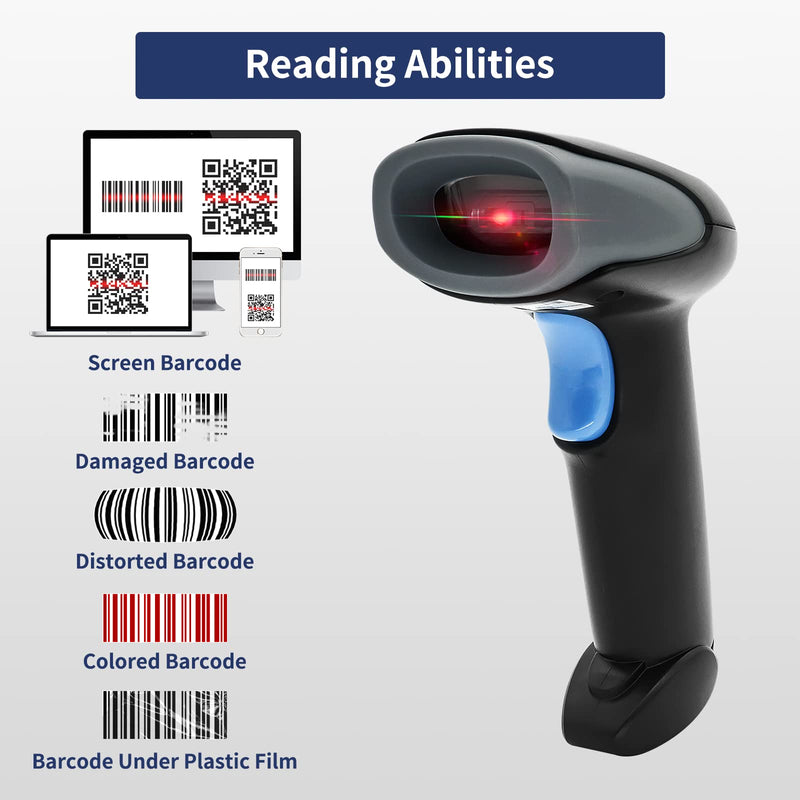 [Australia - AusPower] - SNADUU 2D QR Scanner Wireless Barcode Scanner with Stand, Automatic Bar Code Reader CMOS Supports DataMatrix PDF417 1D Screen Barcode, USB Wired POS Scanner for Windows, Mac, Linux 