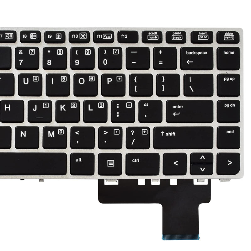 [Australia - AusPower] - SUNMALL Backlit Keyboard Replacement Compatible with HP Elitebook Folio 9470m 9480m Series Laptop with Silver Frame No Pointer US Layout 