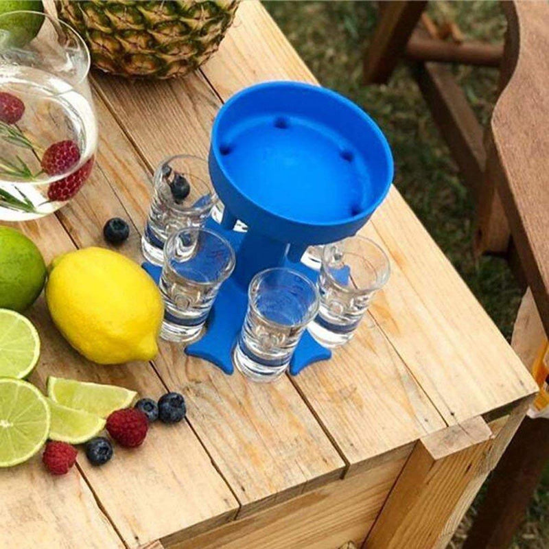 [Australia - AusPower] - Glass Dispenser and Holder(Including 6 Shot Glasses), Shots Dispenser Six Ways, Bar Shot Dispenser, Cocktail Dispenser, Dispenser With Slogan, Drinking Games Wine Dispenser (Blue) Blue 