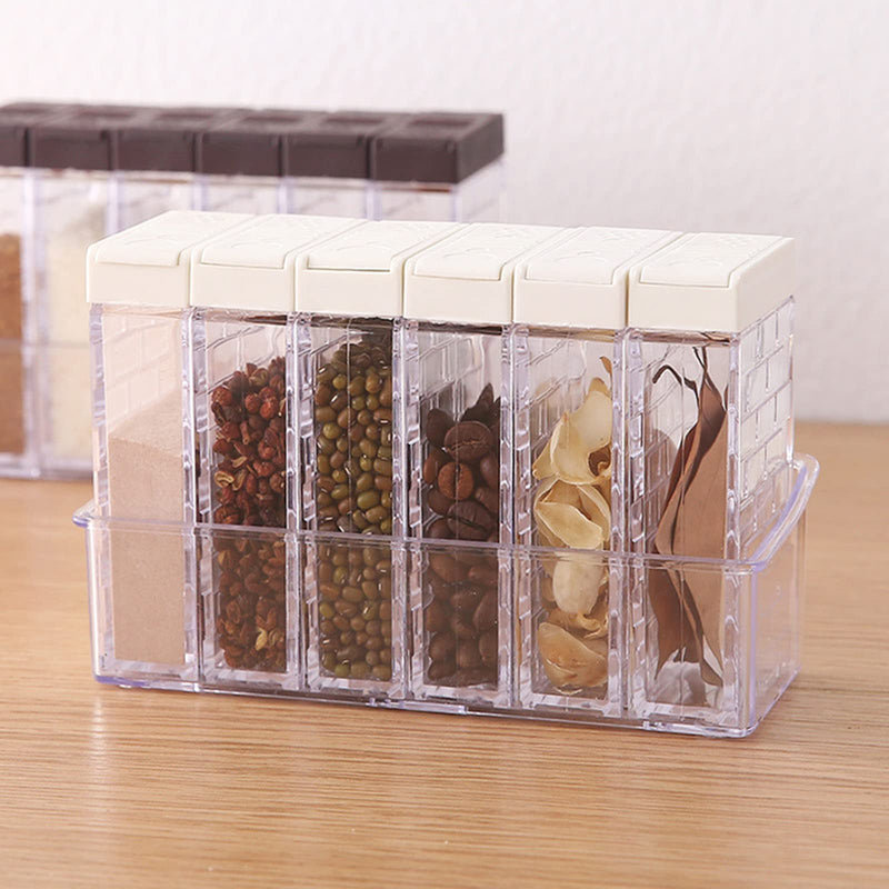[Australia - AusPower] - Jucaifu 6 Pcs Spice Shaker Jars, Salt and Pepper Shakers, Plastic Spice Dispenser, Salt Shakers, Seasoning Shaker Box, Condiment Set, spice containers (White) White 