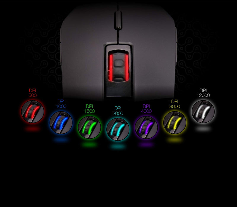 [Australia - AusPower] - Digifast Nightfall NF24 RGB Backlit Gaming Mouse, Symmetrical Design, 50 Million Click Durability, 8 Programmable Buttons, Dynamic DPI Switching, Customized Color, DPI for Windows PC Gamers (Black) 