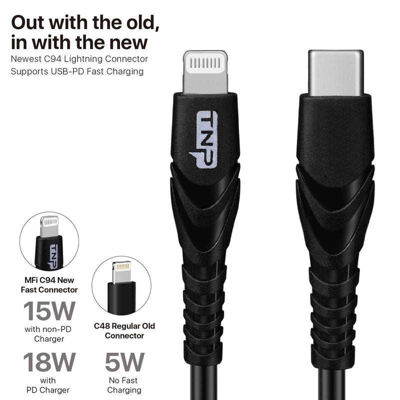 [Australia - AusPower] - TNP USB C to Lightning Cable, iPhone 11 Charger (6FT) MFi Certified Lightning Cable Adapter Cords for iPhone 11/11 Pro/11 Pro Max/AirPods Pro/X/XS/XR/XS Max/8/8 Plus/iPad Supports Power Delivery 1 Pack 