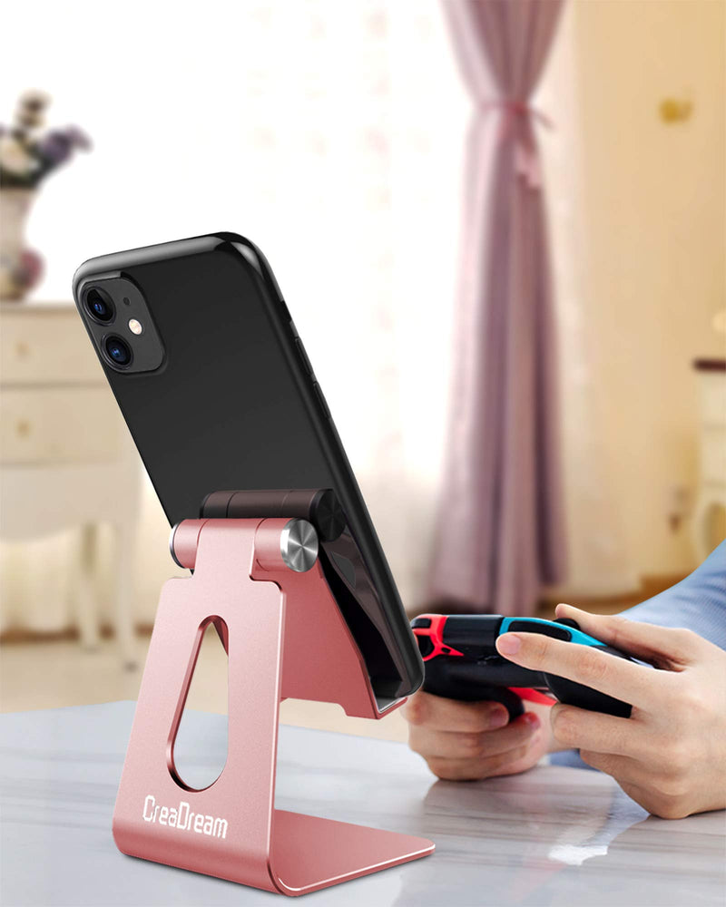 [Australia - AusPower] - Adjustable Cell Phone Stand, CreaDream Phone Stand, Cradle, Dock, Holder, Aluminum Desktop Stand Compatible With Phone Xs Max Xr 8 7 6 6s Plus SE Charging, Accessories Desk,All Mobile Phones-Rose Gold Rose Gold 