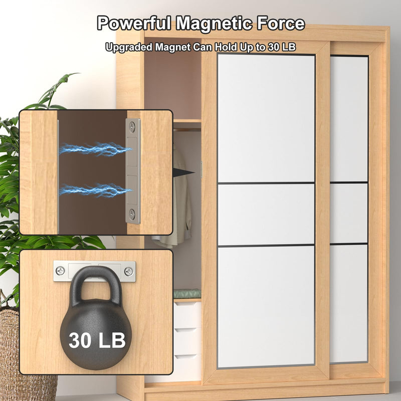 [Australia - AusPower] - Jiayi 30 Lb Cabinet Drawer Door Magnets, 2 Pack Magnetic Cabinet Door Catch Heavy Duty Kitchen Magnets Closures, Door Magnetic Catch Cupboard Double Magnets Latch for Wardrobe Closet Door Closing Sliver 