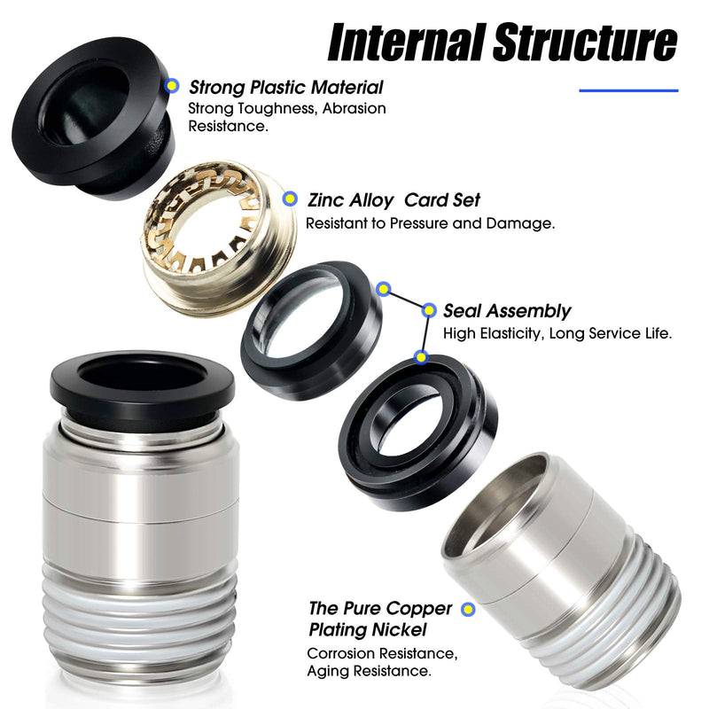 [Australia - AusPower] - TAILONZ PNEUMATIC Round Male Straight 3/8 Inch Tube OD x 3/8 Inch NPT Thread Push to Connect Fittings POC-3/8-N3 (Pack of 10) 3/8"OD x 3/8"NPT 