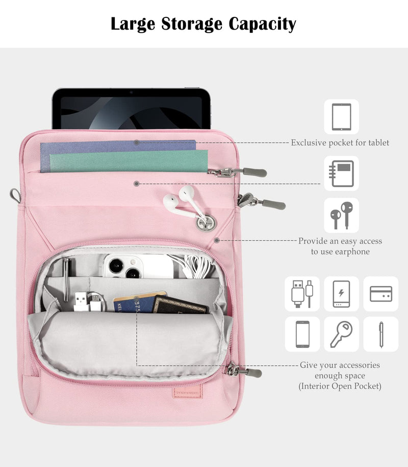 [Australia - AusPower] - Dadanism 9-11 Inch Tablet Sleeve Shoulder Bag for iPad Air 5/4 10.9 2022/2020, iPad 10.2 2021-2019, iPad 10th Gen 10.9 2022, iPad Pro 11 2021, Galaxy Tab A8 10.5, Tab S8 11", Tab S6 Lite 10.4, Pink 