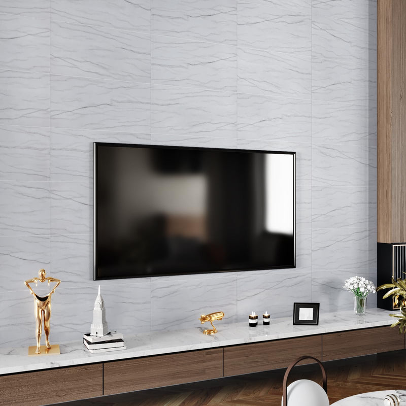 [Australia - AusPower] - STICKEEP Gray White Marble Peel and Stick Floor Tile 12x24 in Kitchen Floor Tiles Peel and Stick Waterproof Bathroom Removable Vinyl Laminate Flooring for Bedroom Laundry Room Camper RV 4 PCS 4 Tiles 