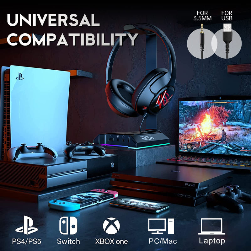 [Australia - AusPower] - Ultralight 160g/0.35lb USB Headset, Computer Headphones with Detachable Noise Cancelling Microphone, Lightweight Comfortable, 7.1 Surround Sound, Gaming Headphones for PC PS4 PS5 Xbox One Laptop 