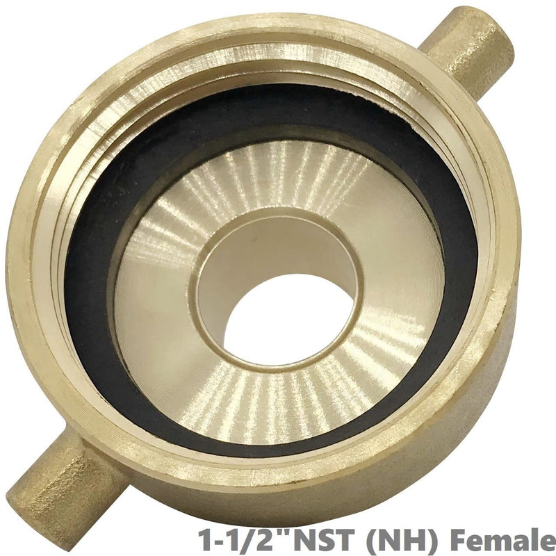 [Australia - AusPower] - SpringSpray 1-1/2" NST (NH) Female x 3/4" GHT Male Brass Fire Hydrant Adapter with Pin Lug Brass Fire Equipment Brass Hydrant to Garden Hose Adapter 1-1/2"NH Female x 3/4"GHT Male 