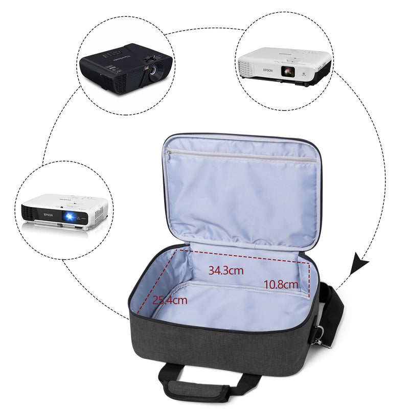 [Australia - AusPower] - Luxja Projector Case, Projector Bag with Accessories Storage Pockets (Compatible with Most Major Projectors), Medium(13.75 x 10.5 x 4.5 Inches), Black 