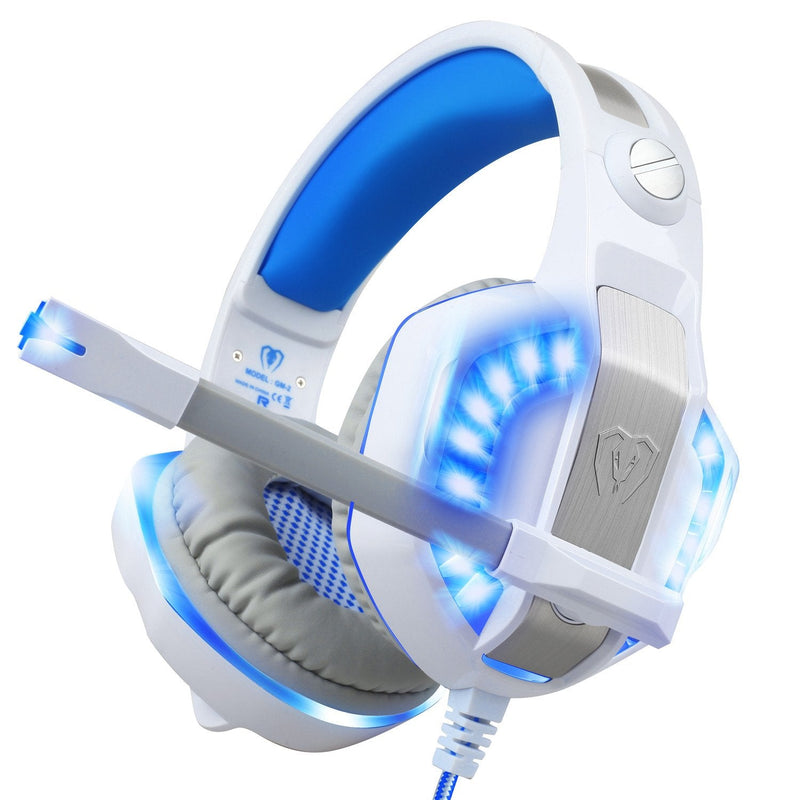 [Australia - AusPower] - BlueFire Professional Stereo Gaming Headset for PS4, PS5,Xbox One Headphones with Mic and LED Lights for Playstation 4, Xbox One, PC (White) White 