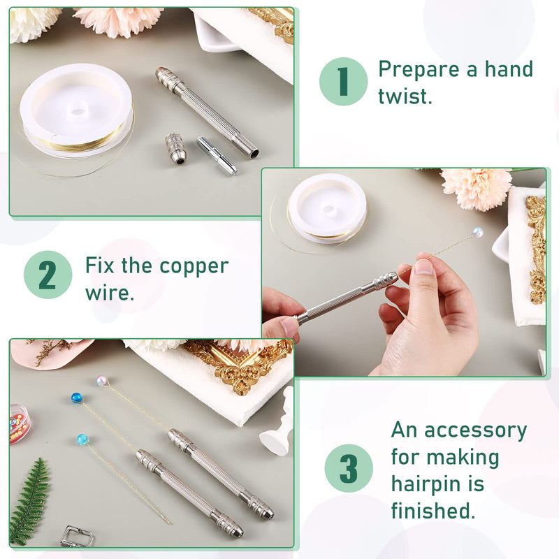 [Australia - AusPower] - Double Ended Pin Vise DIY Hand Drill Pin Vise Resin Drill Wire Twisting Tools with Copper Collet Copper Drill Jewelry Making Tools for DIY Hairpin Keychain Bracelets Necklace (4 Pieces) 4 
