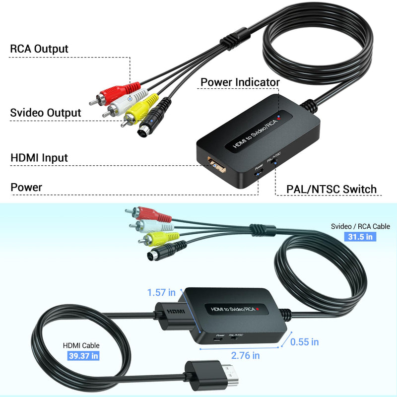 [Australia - AusPower] - TIXILINBI 1080P HDMI to Svideo RCA Converter, HDMI to Composite AV CVBS Converter, HDMI S-Video RCA Adpater for HDMI Devices to Display on Older TVs with Svideo/RCA 