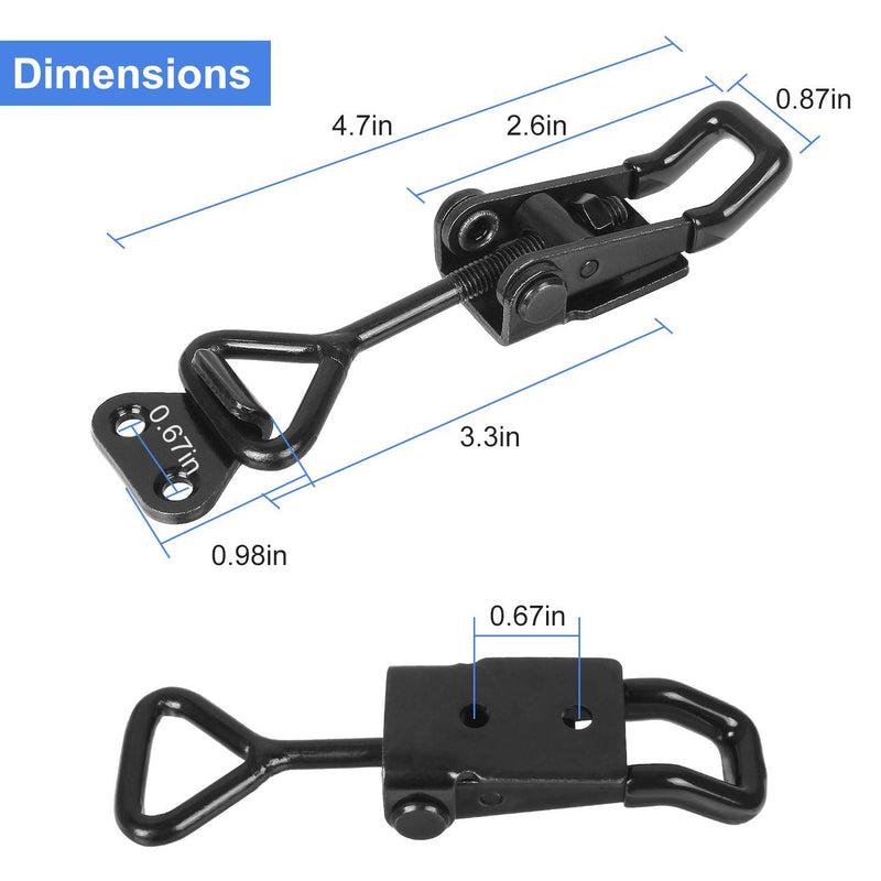 [Australia - AusPower] - Black Toggle Latch Clamp, 6Pcs Heavy Duty Adjustable Toggle Clamp, 550lbs Holding Capacity Smoker Door Latch, Metal Pull Latch for Box, Gate, Cabinet, Case 