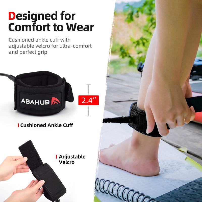[Australia - AusPower] - Abahub Premium Coil SUP Leash, 10 ft Coiled Paddle Board Leashes, 7.2mm Thick Legrope Strap for Longboard Surfboards, Stand-up Paddleboards, iSUP Replacement Leg Rope, 8 Colors 