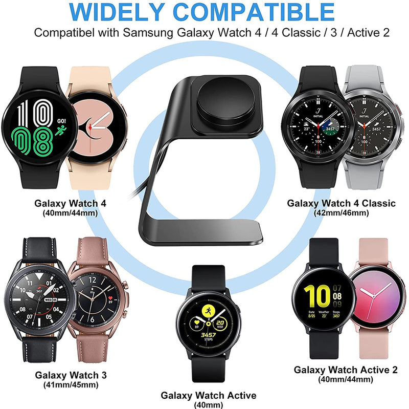 [Australia - AusPower] - NANW Charger Dock Compatible with Samsung Galaxy Watch 4/Watch 4 Classic/Watch 3/Active 2 /Active, USB Replacement Charging Cable Dock Stand Station Base Accessories for Galaxy Watch 4,Black Black 