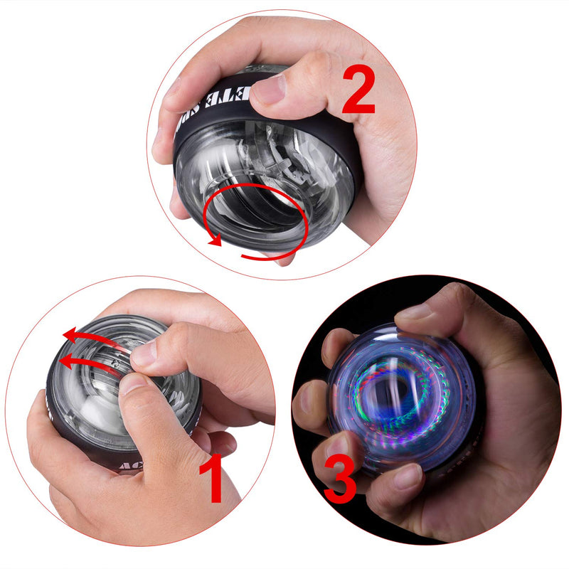 [Australia - AusPower] - ACELETE Auto-Start 2.0 Power Ball Wrist Trainer Gyro Ball Forearm Exerciser Wrist Strengthener Gyroscope Spinner with LED Lights Transparent 