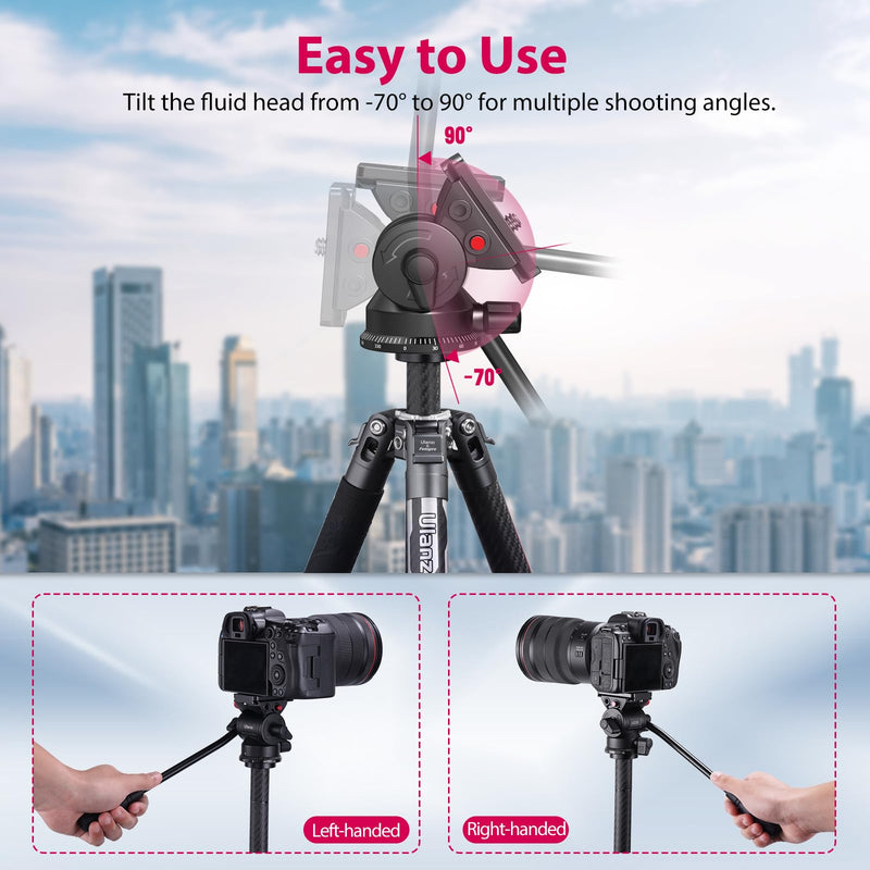 [Australia - AusPower] - ULANZI U210 Tripod Fluid Head, Mini Pan Tilt Head with Handle,Small Panoramic Ball Head with Arca Swiss Quick Release Plate Lightweight Filming Equipment for Compact Camera Loading up to 6.6lb/3kg 