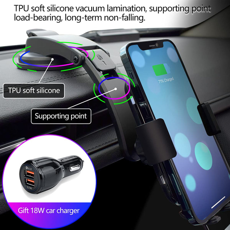 [Australia - AusPower] - JOYVEVA Wireless Car Charger, Fast Charging Auto Clamping Car Mount, Air Vent Dashboard Car Phone Holder for Galaxy S22/S22+/S22 Ultra/Note21 Ultra/S21 iPhone13 Series/12/11/X(with QC3.0 Car Adapter) 