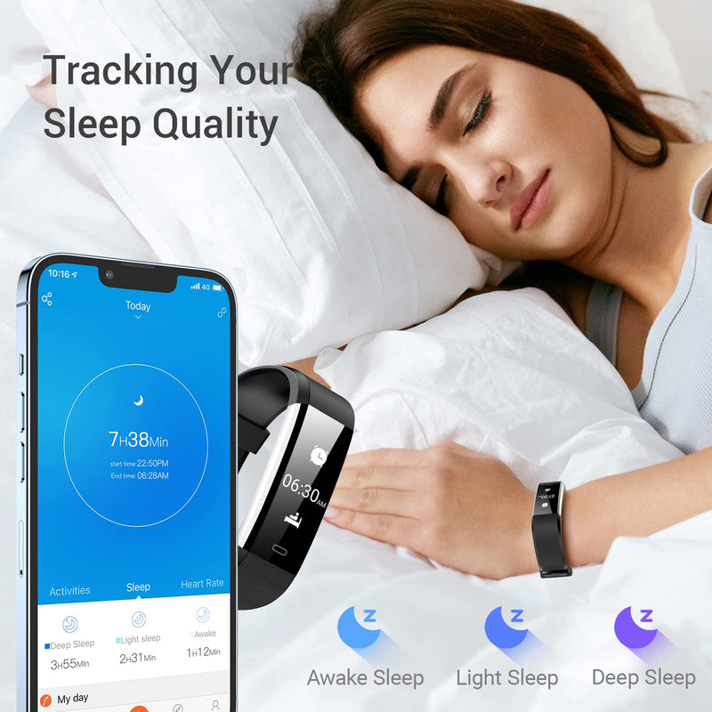 [Australia - AusPower] - Livikey Fitness Tracker, IP67 Waterproof Fitness Watch with Heart Rate Sleep Monitor, Pedometer, Calorie Counter, 14 Sports Mode Activity Tracker for Women Men Black 
