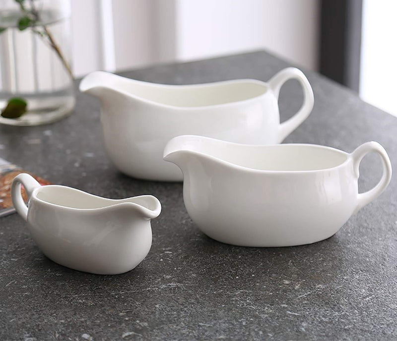[Australia - AusPower] - Yesland 2 Pcs 15 oz Gravy Boat, Ceramic White Easy-Pour Gravy Boat for Dining, Holiday Meals & Parties 