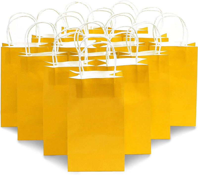 [Australia - AusPower] - 25 Pack Yellow Paper Gift Bags with Handles for Birthday Party Favors (5x3x9 Inches) 