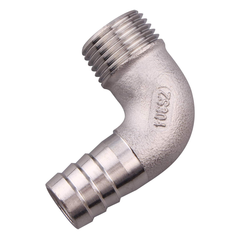 [Australia - AusPower] - DERNORD 5/8" Hose Barb x 1/2" Male NPT Stainless Steel 90 Degree Elbow- Home Brew Pipe Fitting 