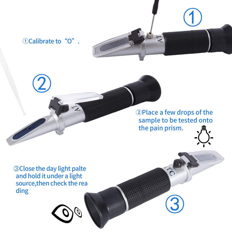 [Australia - AusPower] - LICHEN lab Refractometer Brewing with ATC for Homebrew, Dual Scale - Specific Gravity 1.000-1.130 & Brix 0-32%, Hydrometer for Wine Making and Beer Brewing 0-32%Beer Refractometer 